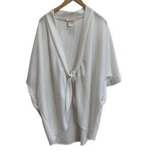 Sand Dollar Women M/L White Textured Vacation Spa Robe Tie In Front